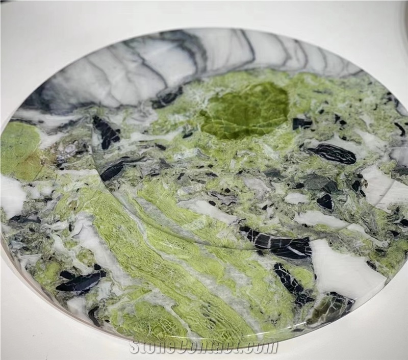 Ice Green Marble Plate Trays Dessert Serving Plate