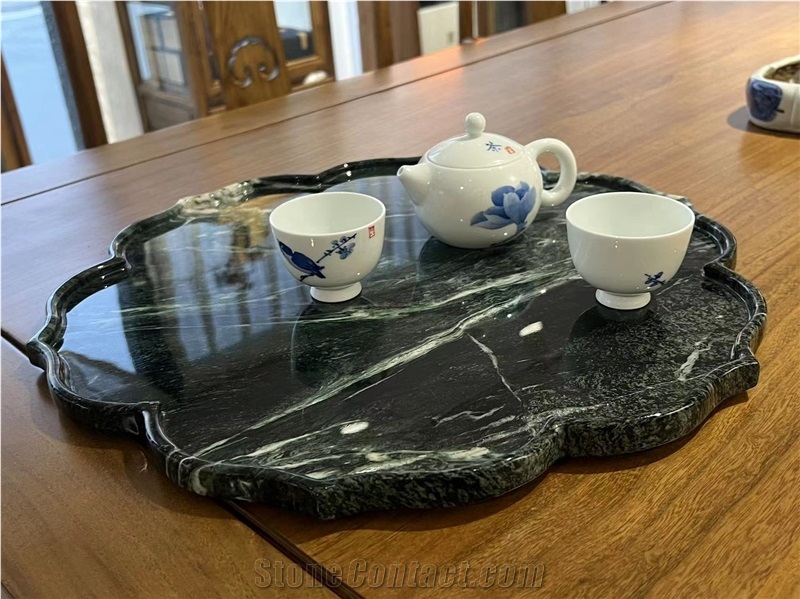 Prada Green Marble Flower Plate Tea Tray Kitchen Utensil