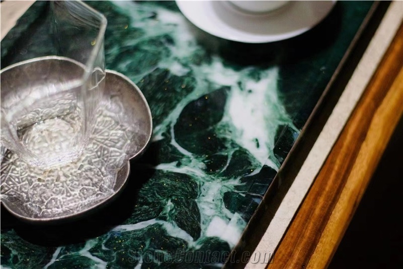 Prada Green Marble Tea Trays Utensil For Tea Sets
