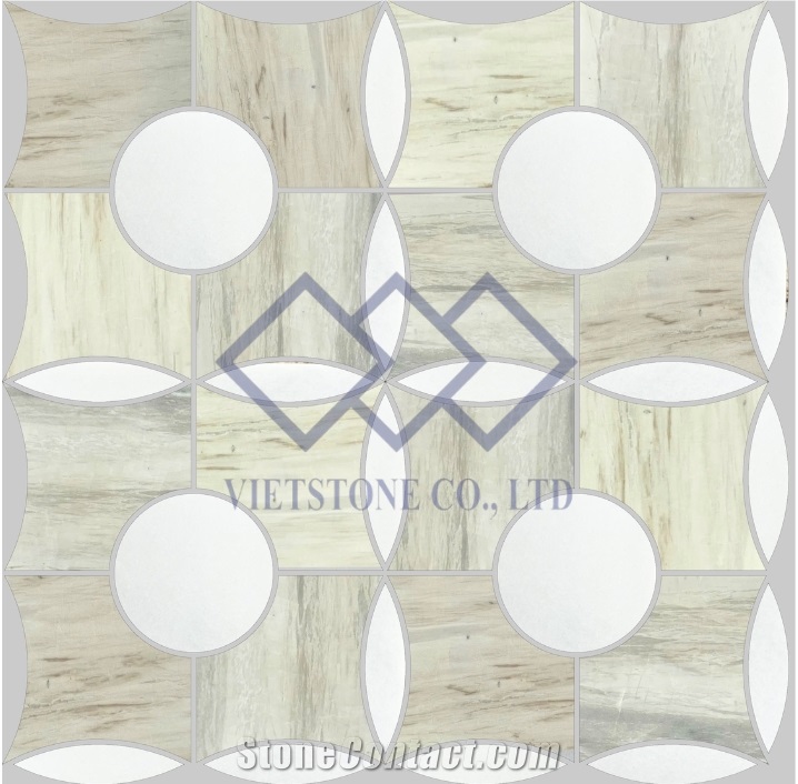 Milk White Marble Waterjet Mosaic Pattern
