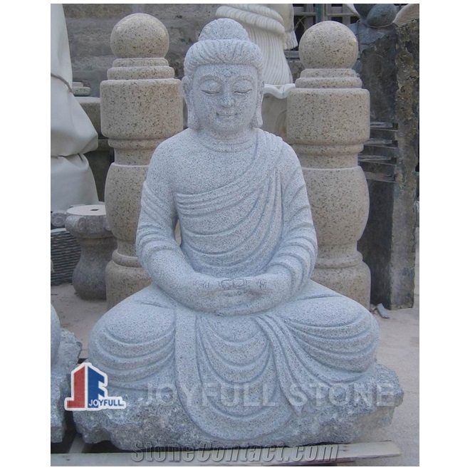 Stone Buddha Statue, Grey Granite Statue, Carved Buddha
