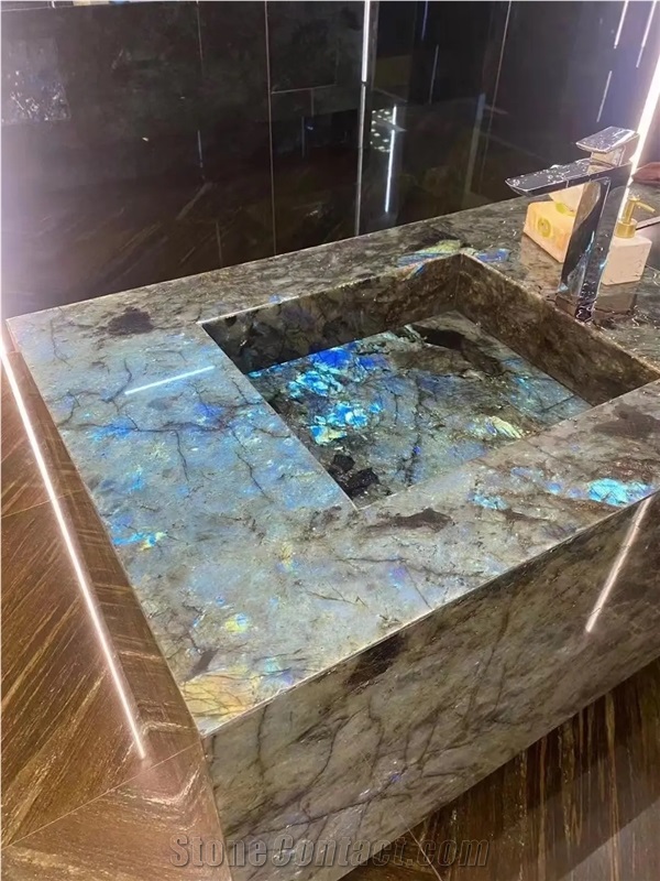 Blue Labradorite Wash Basins For Luxury Home Decoration