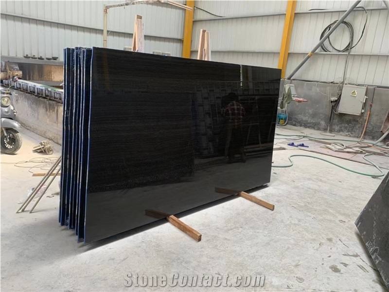 China Rosewood Grain Black Marble Slab&Tiles For Project
