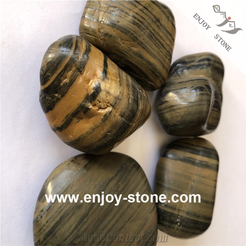 Polished Mixed Size Pebble Stone For Roads And Walkway