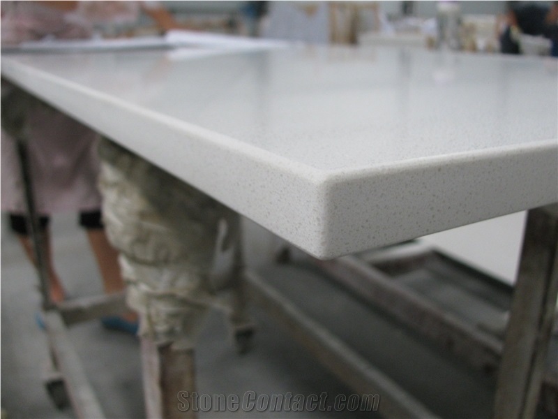 White Quartz Stone Prefab Kitchen Countertop Ship From VN