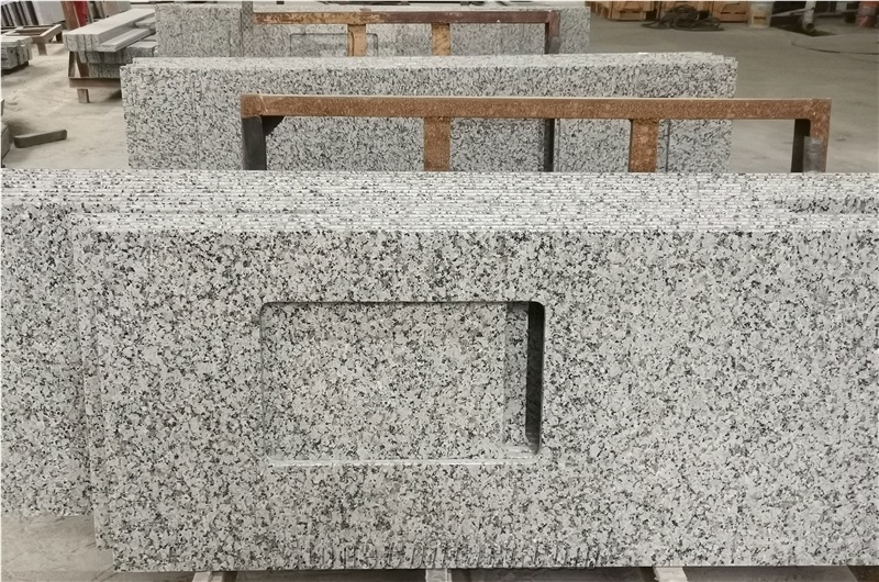 Custom Light Gray Granite Prefab Countertop For Kitchen