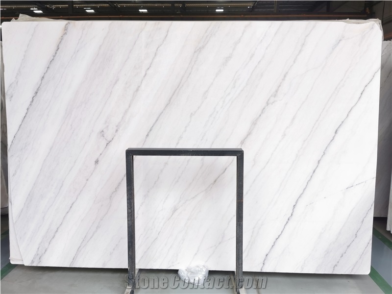 Guangxi White Marble Stone Slab With Grey Veins