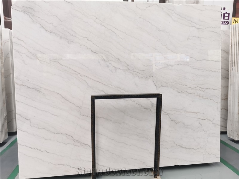 Guangxi White Marble Stone Slab With Grey Veins