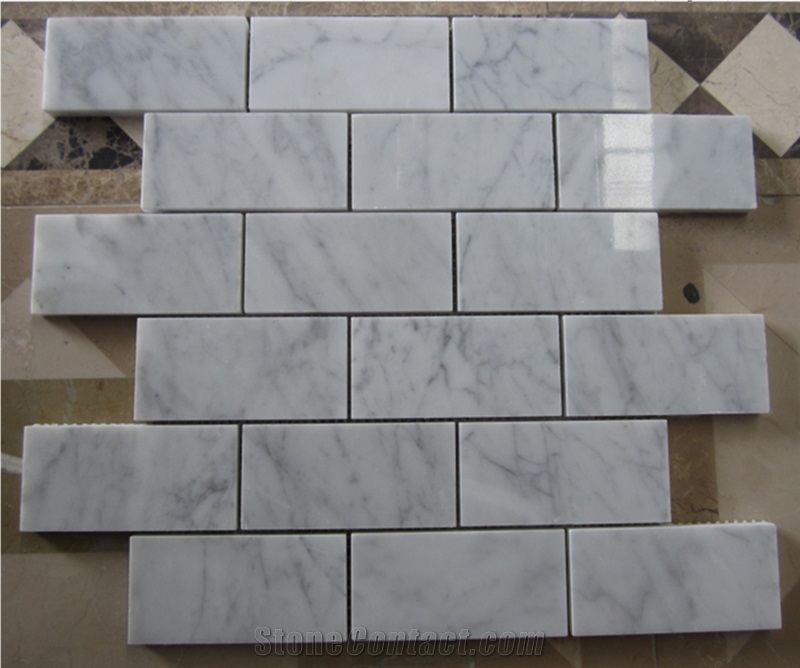 Brickbond White Marble Bianco Carrara Wall Mosaic Tiles
