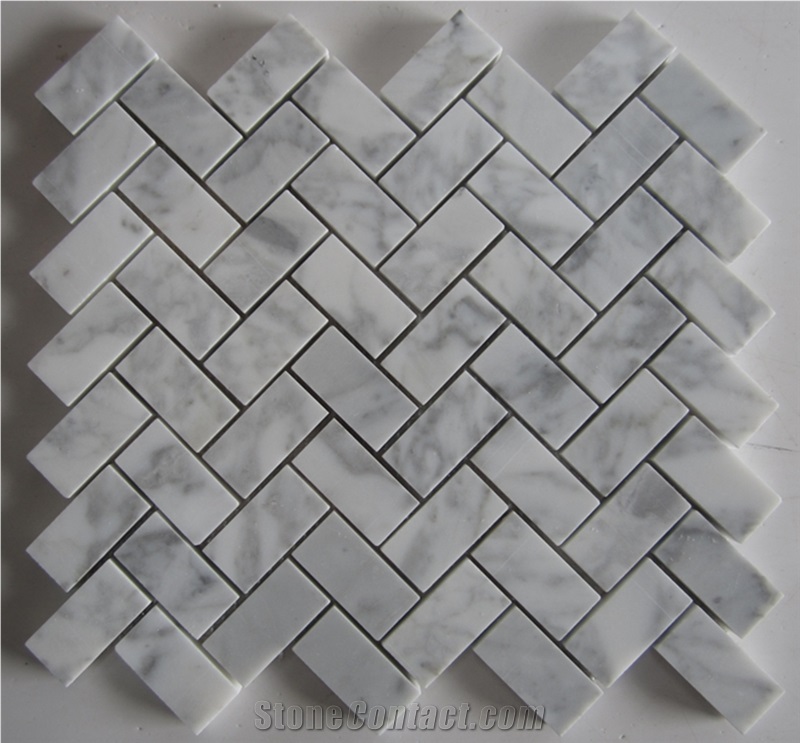 Brickbond White Marble Bianco Carrara Wall Mosaic Tiles