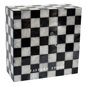 ASH URN CHECKERBOARD, MOSAIC STONE FUNERAL URN, CREMATION