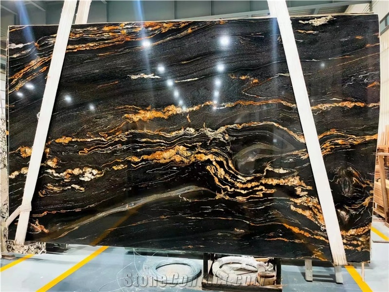 Brazil Golden Silk Granite Slabs Polished Floor Wall