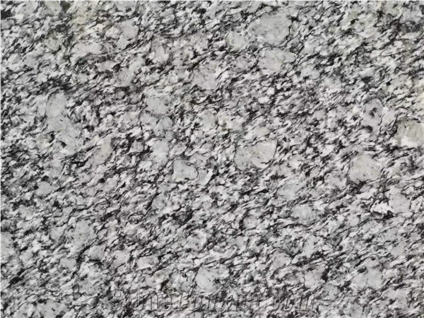 China Sea Waves White Granite Tiles Cut  To Size Polished