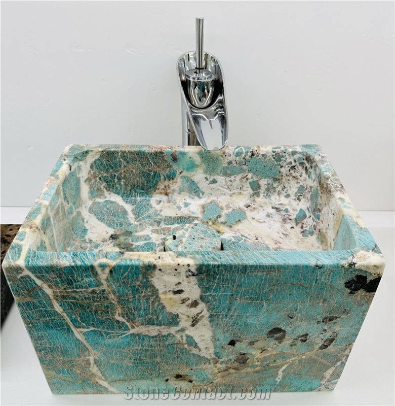 Amazonite Green Granite Wall Hanging Small Bathroom Sink