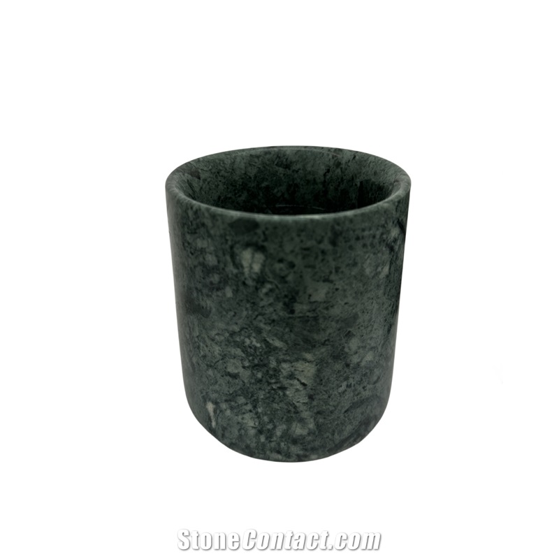 Dark Green Marble Cylinder Candle Holder