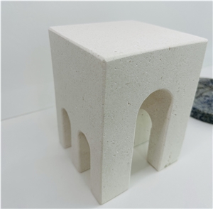 Interior Bookcase Ornaments Beige Limestone Bookends
