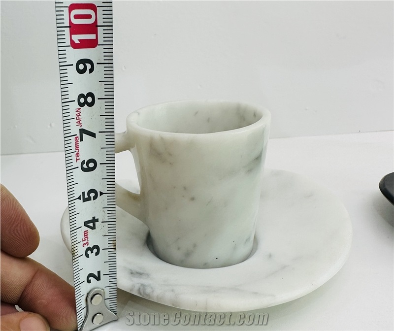 Marble Coffee Cup And Heart-Shaped Saucer For Home Decor