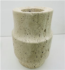 Minimalist Beige Travertine Vase Home Decorative Vase