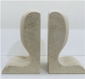 Minimalist Home Decoration Classic Travertine Slo Bookends