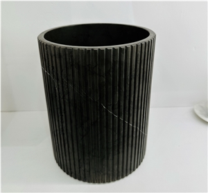 Pietra Grey Marble Fluted Bathroom Waste Bin