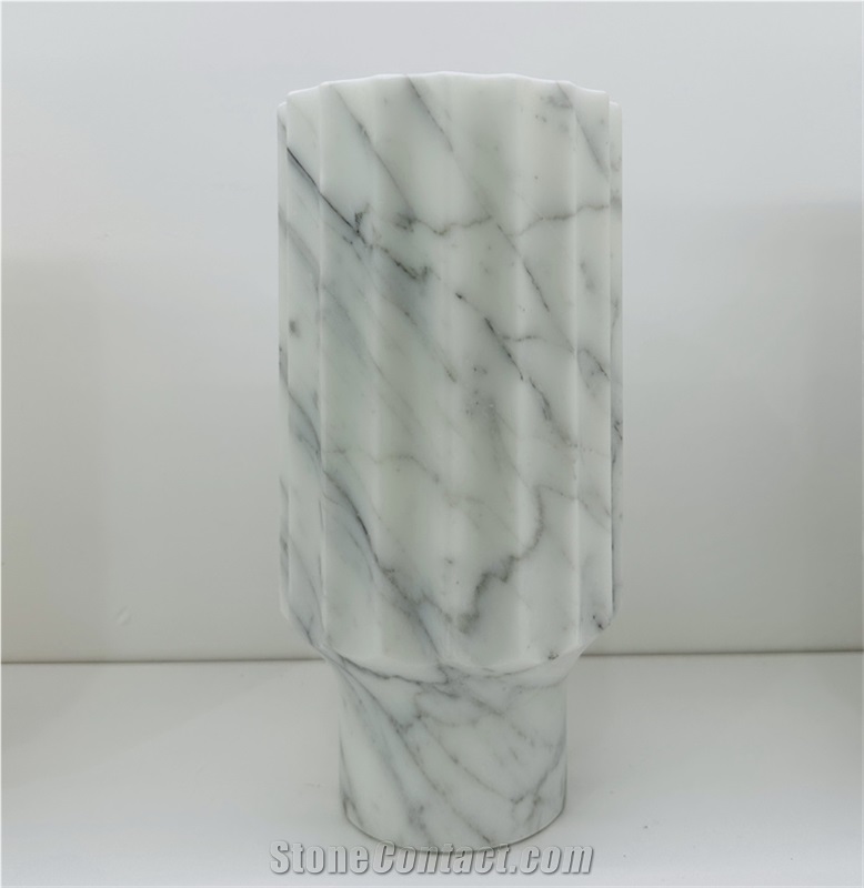 Statuarietto White Marble Fluted Vase Home Decor Products