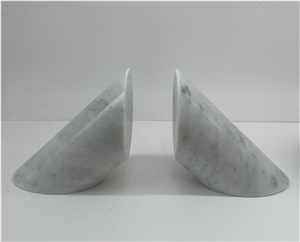 Stone Art Bookshelf Decoration White Marble Bookends