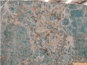 Amazon Green Quartzite Vein Sintered Stone Slabs Wall Use