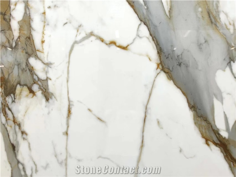 Calacatta Gold White Marble Vein Sintered Stone Slabs