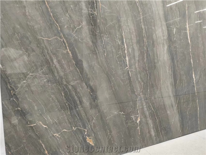 Grey Brown Marble Looks Sintered Stone Slabs Tile
