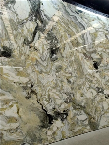 Ice Green Marble Vein Sintered Stone Slabs For Wall Use