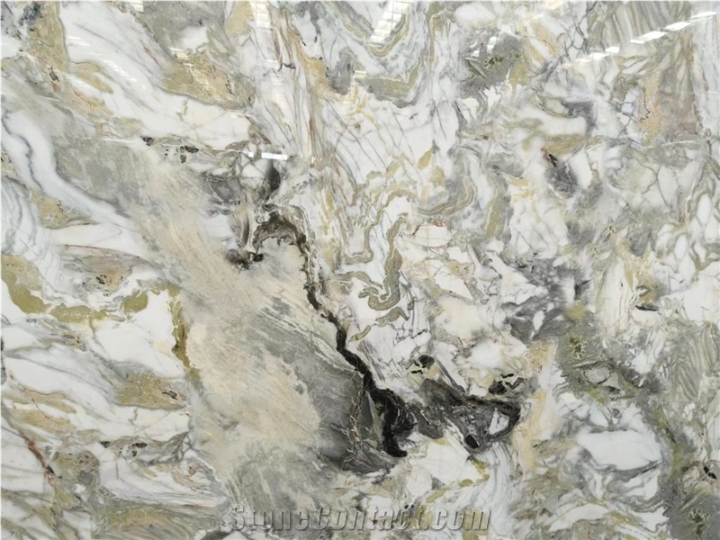 Ice Green Marble Vein  Sintered Stone Slabs For Wall Use