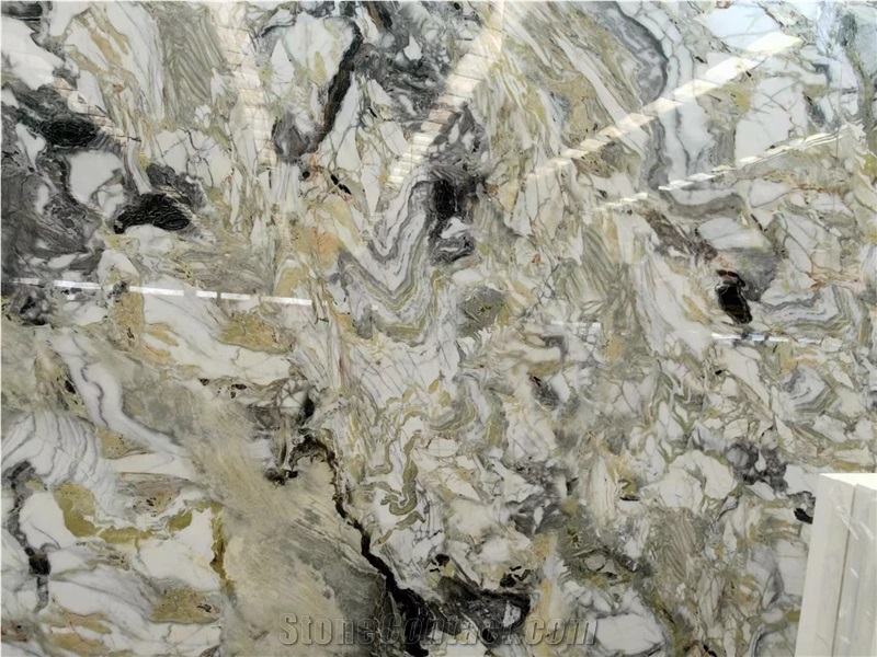 Ice Green Marble Vein  Sintered Stone Slabs For Wall Use