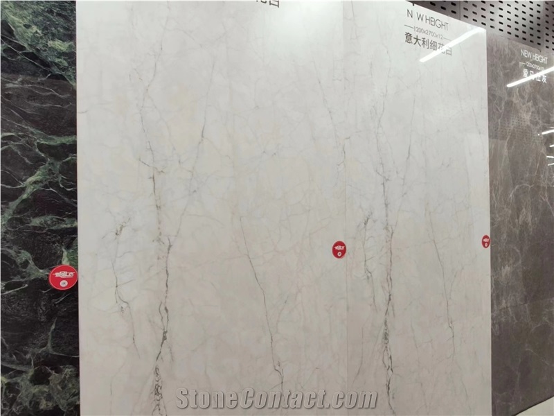 Sintered Stone Slabs Fine Vein Calacatta White Marble Texture