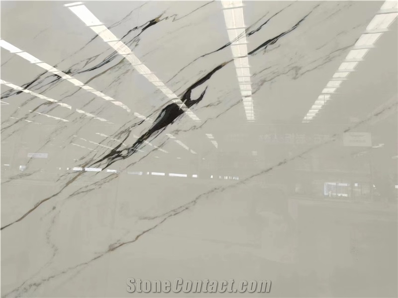 White Marble Sintered Stone Slabs Tiles For Wall Use