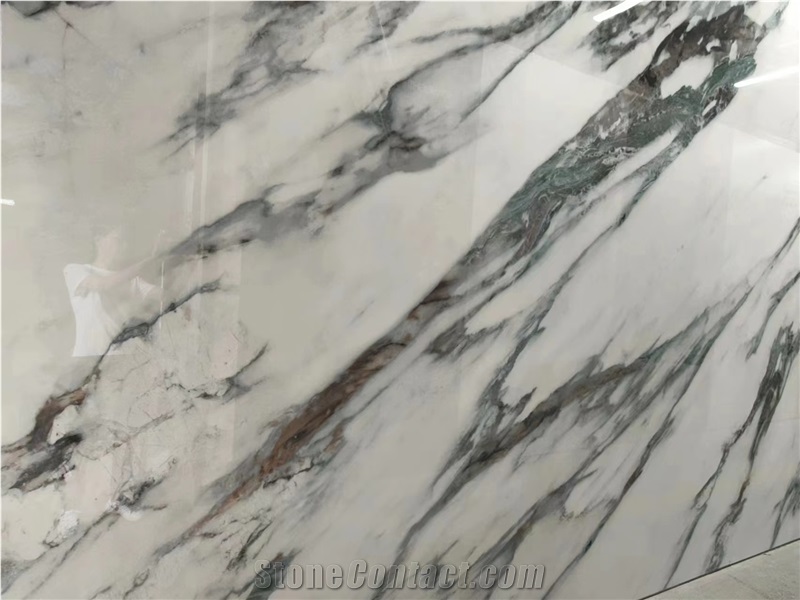 White Marble Vein Sintered Stone Floor Big Slab Tile