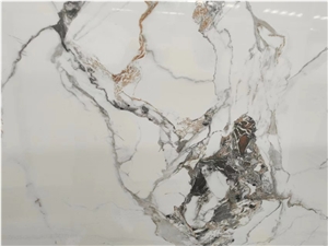 White Marble Vein Sintered Stone Slabs Wall Floor Tile Use