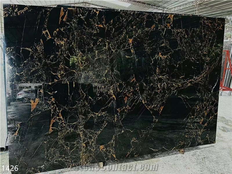 China Vendome Noir Black Marble Slabs Tile For Floor