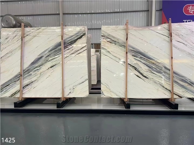 Royal Jasper White Marble Slabs Bookmatched For Wall Use