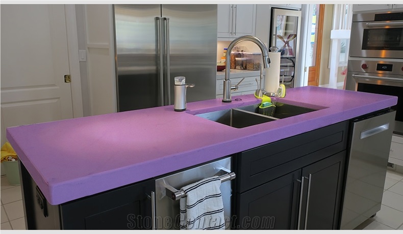 2Cm And 3Cm Home Decoration Pure Purple Quartz Slabs