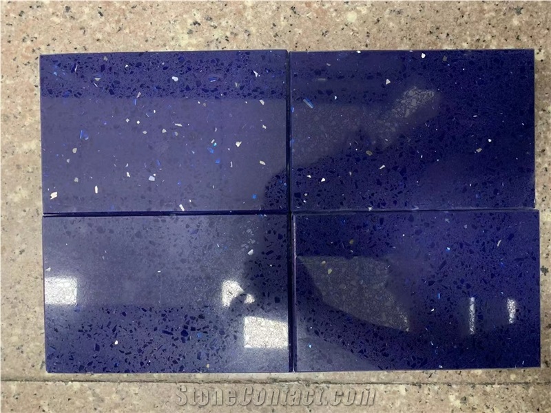 Polished Dark Blue Sparkle Series 1005 Quartz Slabs