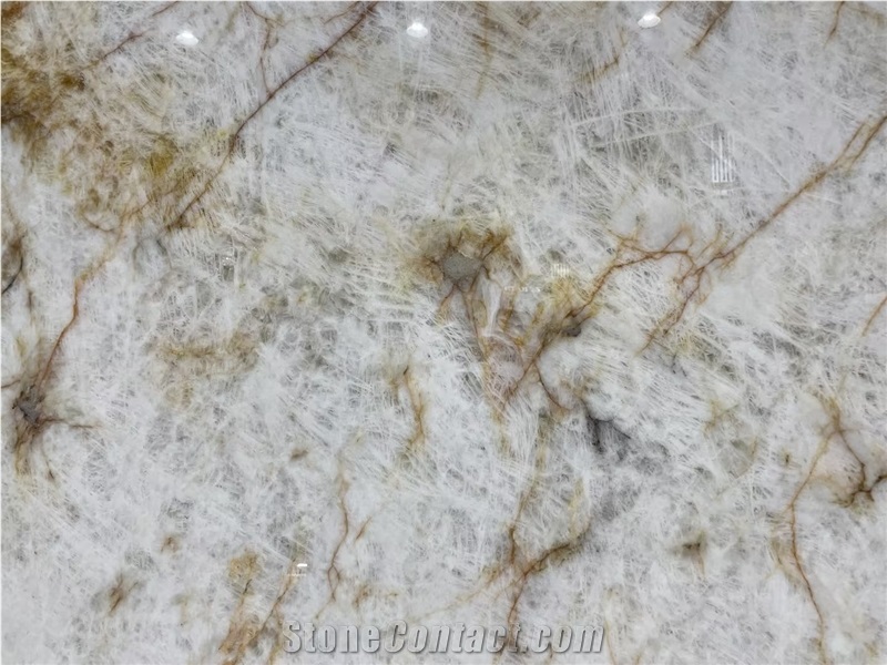 White Crystal Style Glacier White Quartzite Slabs
