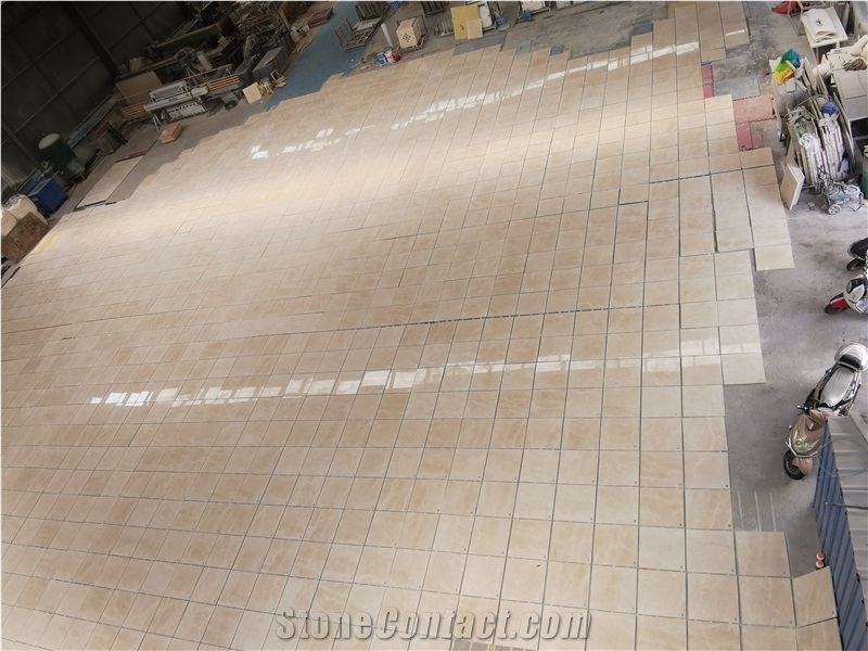Crema Marfil Beige Marble Polished Tiles Lay Out