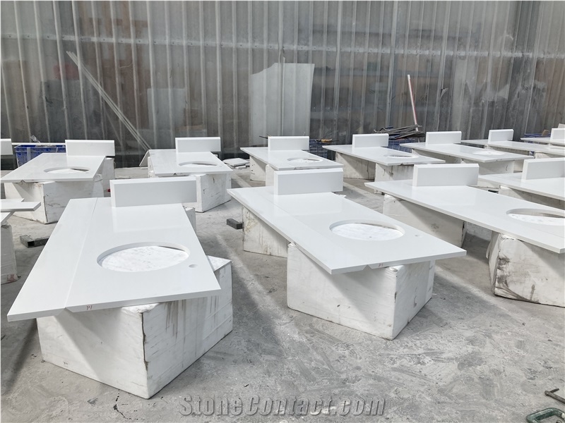 Artificial White Quartz Bathroom Countertop
