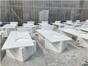 Artificial White Quartz Bathroom Countertop