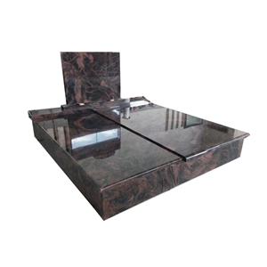 Aurora Red Granite Double Tombstone European Style
