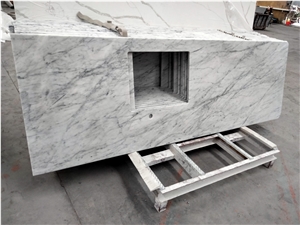 Carrara White Marble Bespoke Bathroom Countertop