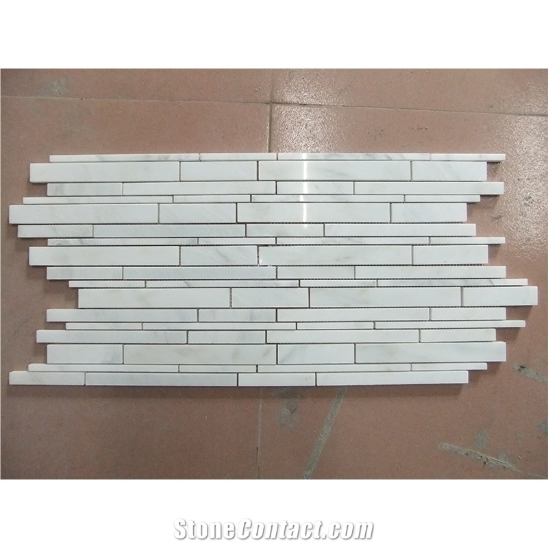 Eastern White/Oriental White Marble Linear Strips Mosaic