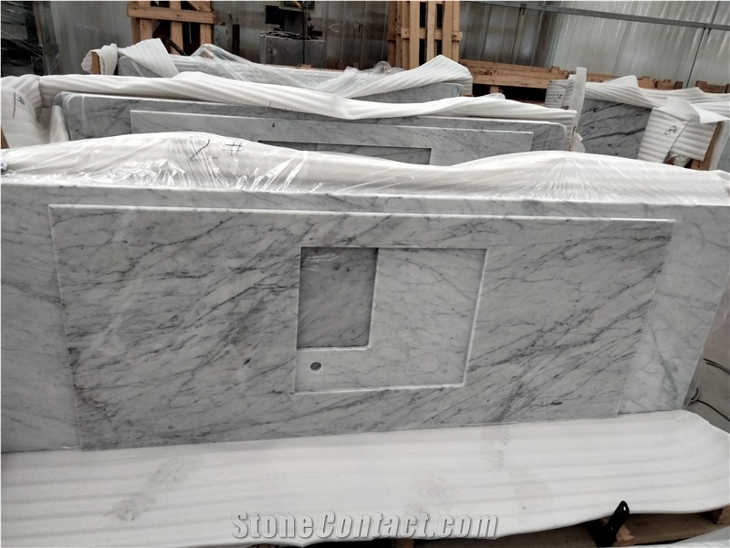 Premium Bianco Carrara White Marble Kitchen Countertops