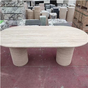 Beige Travertine Stone Furniture Table Top