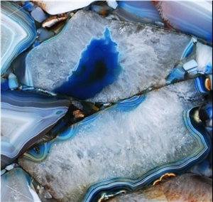 Blue Agate Semiprecious Stone Slabs